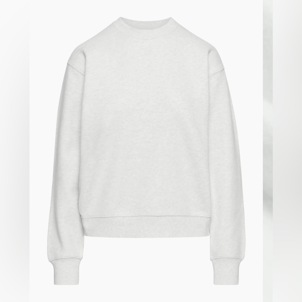 Aritzia cozy fleece perfect crew sweatshirt in heather cloud white